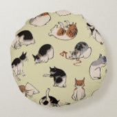 猫日本の（色を変えられる） ラウンドクッション (裏面)