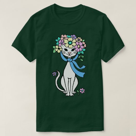 猫春サマーフラワーズスプリングタイム夏期Fl Tシャツ (デザイン正面)