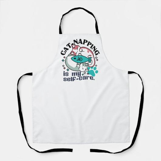 猫昼寝は私の自己主気に張:かわいい眠い猫 エプロン (正面)