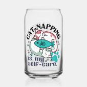 猫昼寝は私の自己主気に張：かわいい眠い猫 ガラス缶 (裏面)