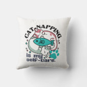 猫昼寝は私の自己主気に張：かわいい眠い猫 クッション (裏面)