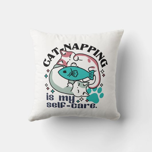 猫昼寝は私の自己主気に張：かわいい眠い猫 クッション (裏面)