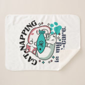 猫昼寝は私の自己主気に張:かわいい眠い猫 シェルパブランケット (正面(横))