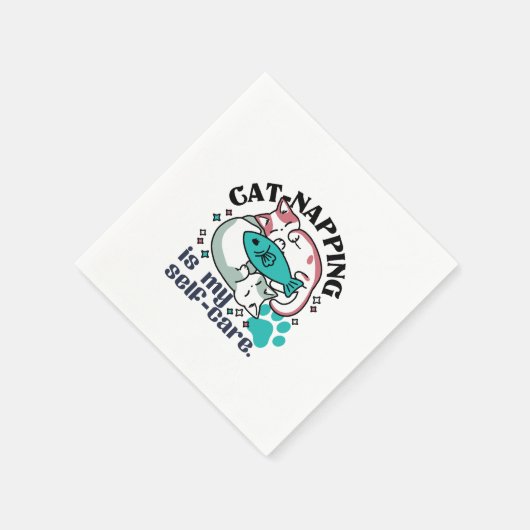 猫昼寝は私の自己主気に張:かわいい眠い猫 スタンダードカクテルナプキン (角)