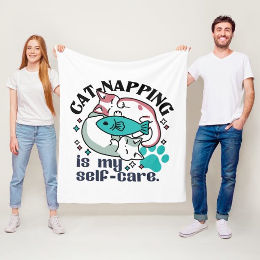 猫昼寝は私の自己主気に張:かわいい眠い猫 フリースブランケット (インサイチュ)