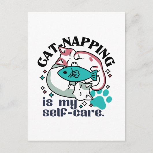 猫昼寝は私の自己主気に張：かわいい眠い猫 ポストカード (正面)
