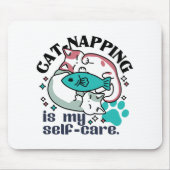 猫昼寝は私の自己主気に張:かわいい眠い猫 マウスパッド (正面)