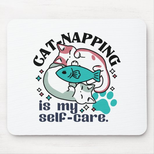 猫昼寝は私の自己主気に張：かわいい眠い猫 マウスパッド (正面)