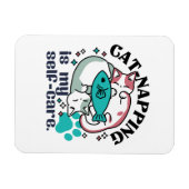 猫昼寝は私の自己主気に張：かわいい眠い猫 マグネット (横)