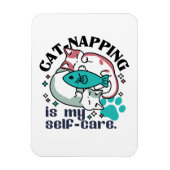 猫昼寝は私の自己主気に張:かわいい眠い猫 マグネット (縦)