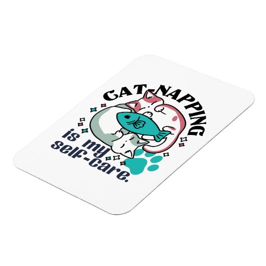 猫昼寝は私の自己主気に張:かわいい眠い猫 マグネット (左側)