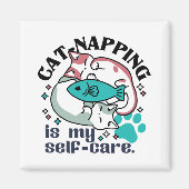 猫昼寝は私の自己主気に張：かわいい眠い猫 マグネット (正面)
