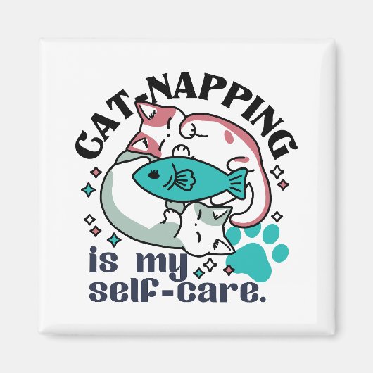 猫昼寝は私の自己主気に張:かわいい眠い猫 マグネット (正面)