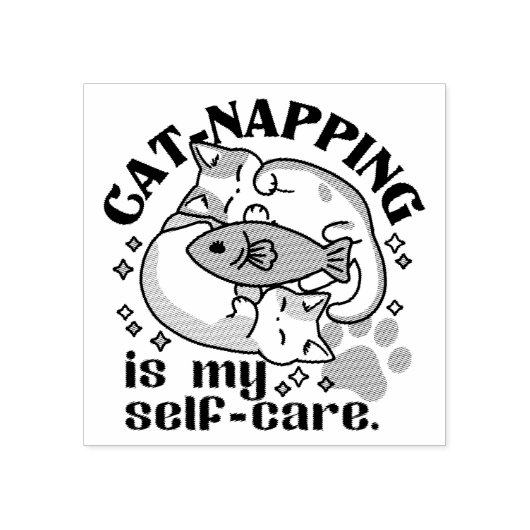 猫昼寝は私の自己主気に張：かわいい眠い猫 ラバースタンプ (インプリント)