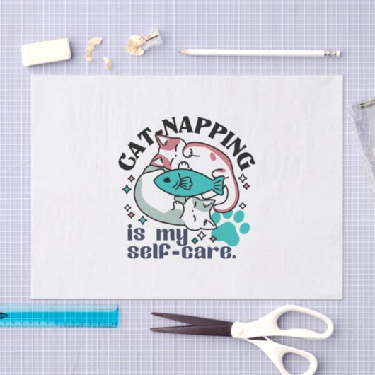 猫昼寝は私の自己主気に張：かわいい眠い猫 薄葉紙 (クラフト)