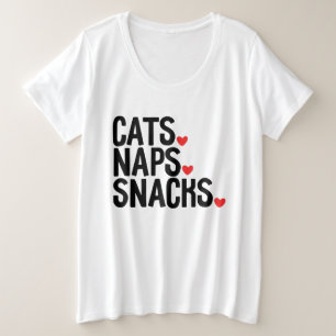 猫昼寝スナック – 猫好き プラスサイズTシャツ