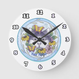 猫時計を隠す ラウンド壁時計