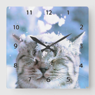 猫時計 スクエア壁時計