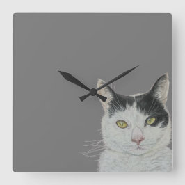 猫時計 スクエア壁時計