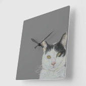 猫時計 スクエア壁時計 (傾斜)