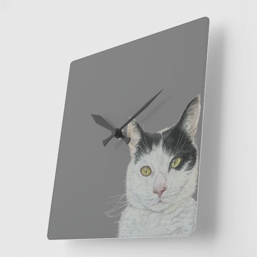 猫時計 スクエア壁時計 (傾斜)