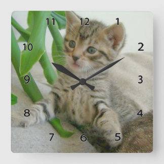 猫時計 スクエア壁時計
