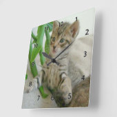 猫時計 スクエア壁時計 (傾斜)