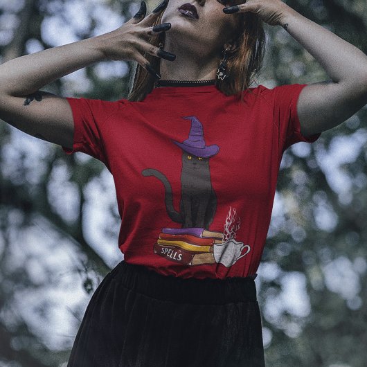 猫書籍のポーションと呪文ハロウィーンパーソナライズされた Tシャツ