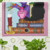 猫書籍の魔女ポーション キッチンタオル (折り畳み)