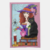 猫書籍の魔女ポーション キッチンタオル (縦)