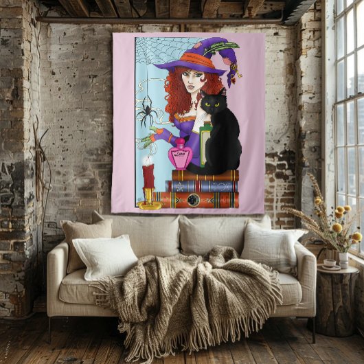 猫書籍の魔女ポーション タペストリー