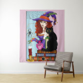 猫書籍の魔女ポーション タペストリー (インサイチュ)