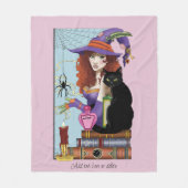 猫書籍の魔女ポーション フリースブランケット (正面)