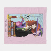 猫書籍の魔女ポーション フリースブランケット (正面(横))
