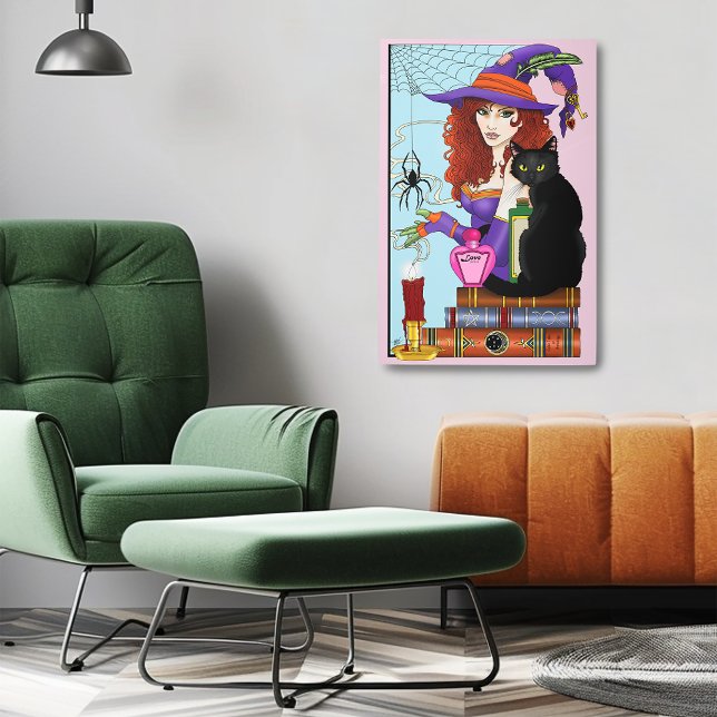 猫書籍の魔女ポーション メタルプリント (クリエイターアップロード済み)