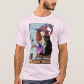 猫書籍の魔女ポーション Tシャツ (正面)
