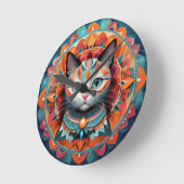 猫曼荼羅 ラウンド壁時計 (傾斜)