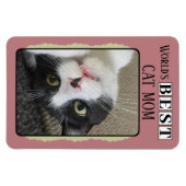 猫最高のの母がフォトピンクの緑を追加 マグネット (横)