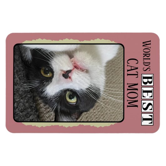 猫最高のの母がフォトピンクの緑を追加 マグネット (横)