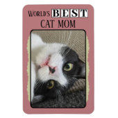 猫最高のの母がフォトピンクの緑を追加 マグネット (縦)