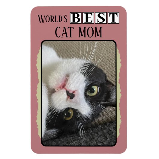 猫最高のの母がフォトピンクの緑を追加 マグネット (縦)