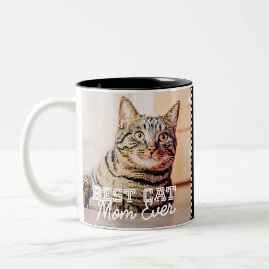 猫最高のの母さんモダンの写真カスタムと猫の名前 ツートーンマグカップ (左)
