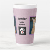 猫最高のの母さん |名前/フォトピンクラテマグカップ カフェラテマグ (正面)