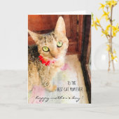 猫最高のの母さん！母の日おめでとう！カード カード (黄色い花)