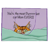 猫最高のの母さん！母の日 ラージペーパーバッグ (裏面)