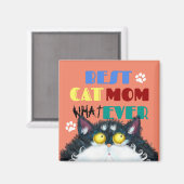 猫最高のの母さん |間抜け猫好きおもしろい マグネット (正面/裏面)