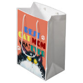 猫最高のの母さん |間抜け猫好きおもしろい ミディアムペーパーバッグ (正面アングル)