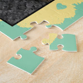 猫最高のの母の写真の緑の黄色 ジグソーパズル (側面)