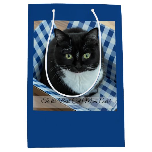 猫最高のの母の写真 ミディアムペーパーバッグ (正面)