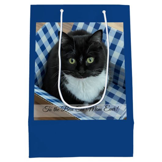 猫最高のの母の写真 ミディアムペーパーバッグ (裏面)